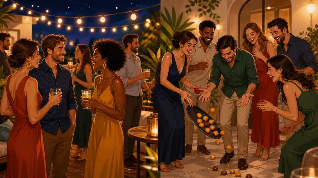 Uma festa agradável comparada a uma festa marcada por uma situação engraçada.
