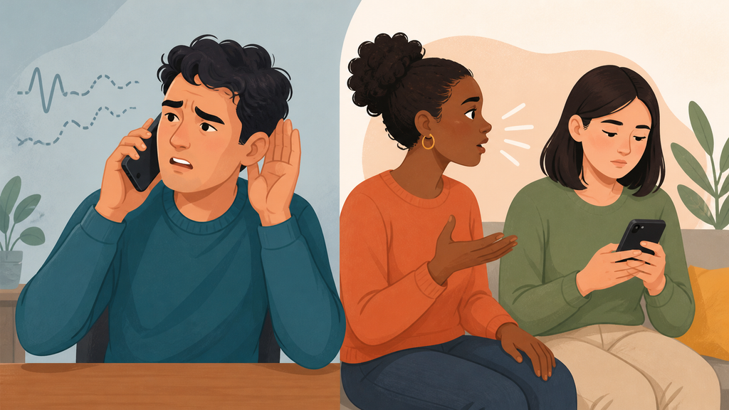 Chamada com áudio ruim e conversa com uma pessoa distraída