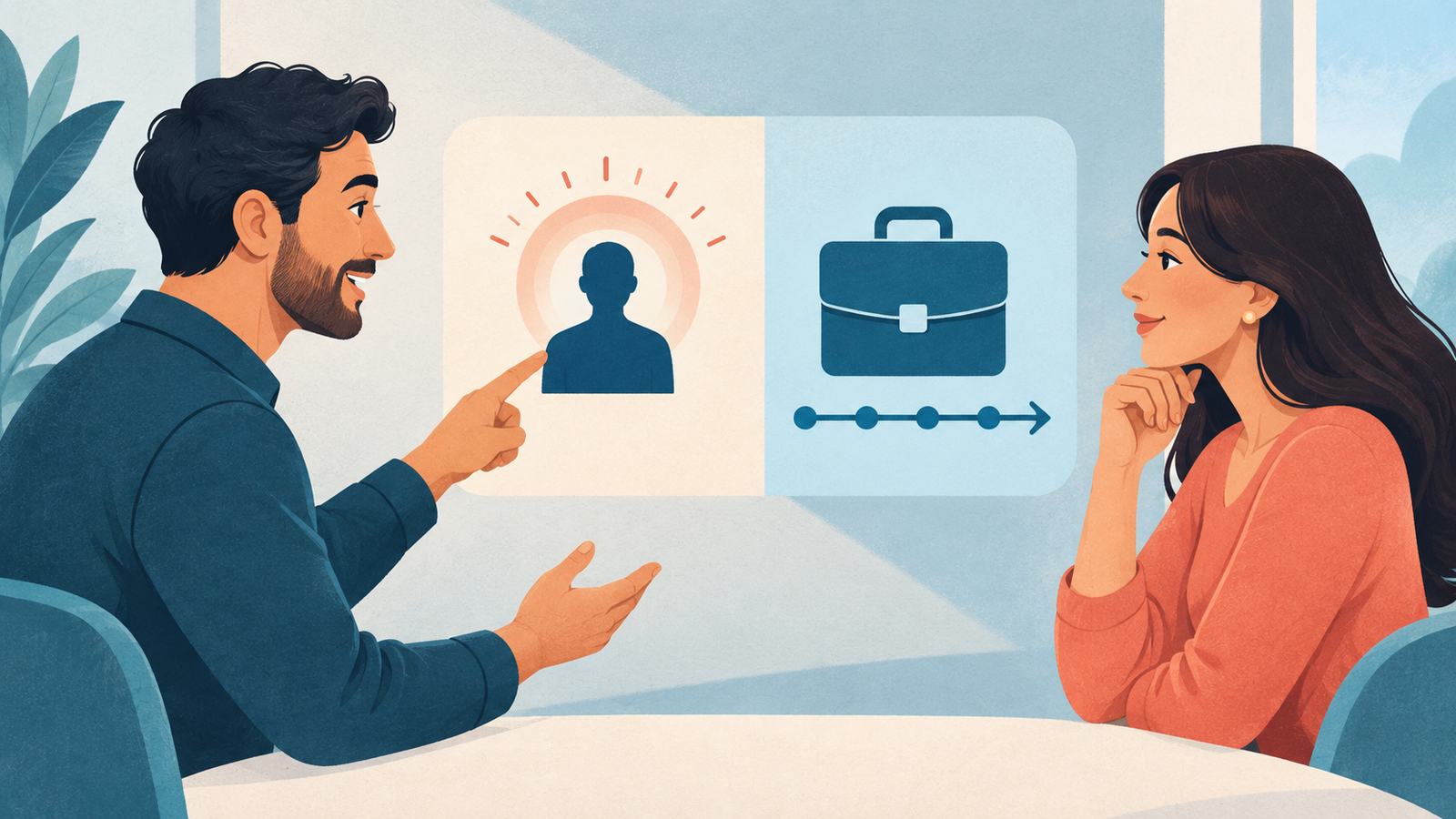 Ilustração editorial sobre A decisão prática para a próxima conversa