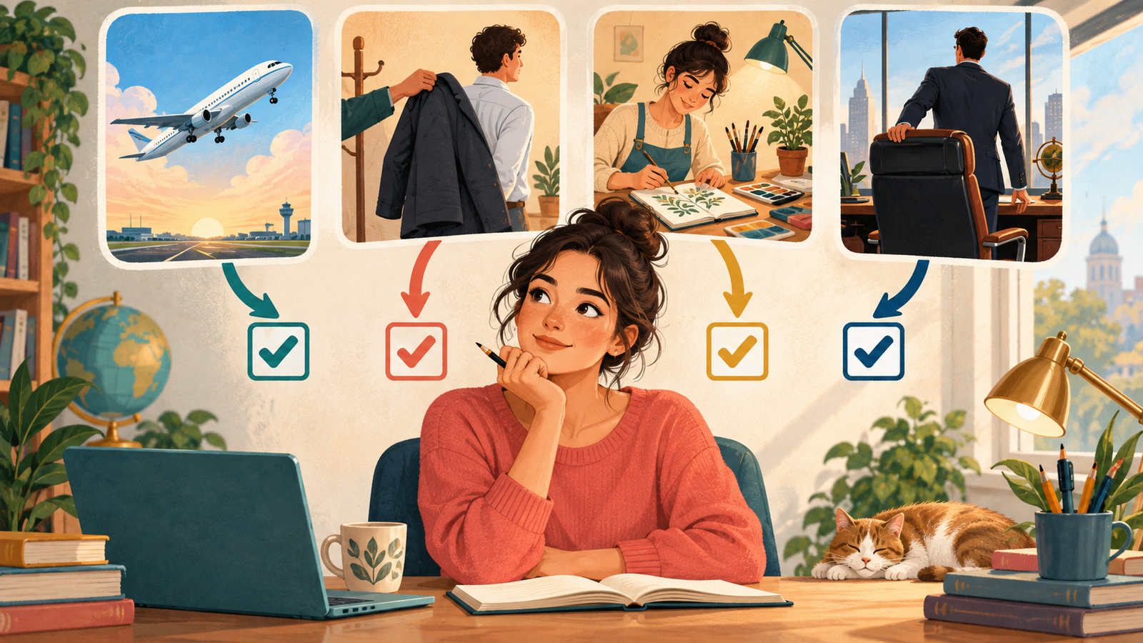 Ilustração editorial sobre Checklist antes de escolher a expressão