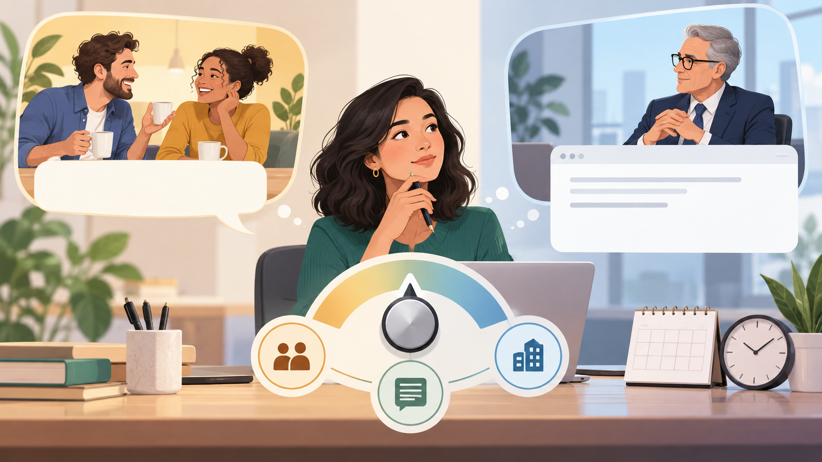 Ilustração editorial sobre Como escolher o tom antes de escrever