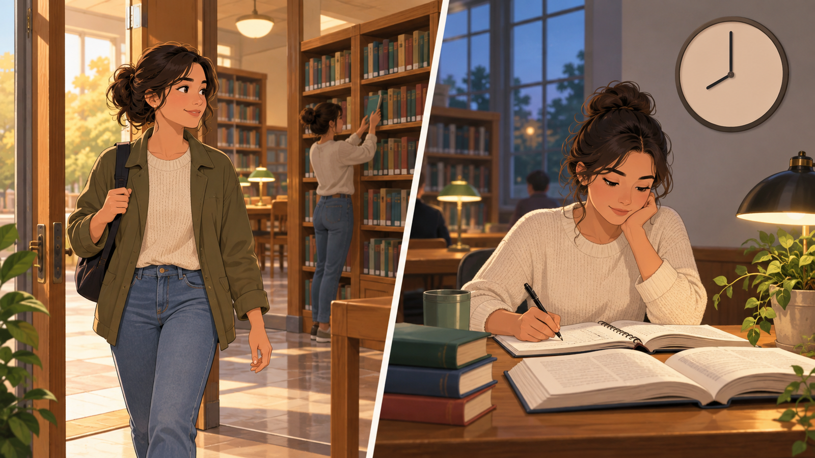 Comparação visual entre uma pessoa que concluiu o estudo e a mesma pessoa estudando às oito horas.
