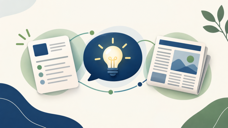 Ilustração sobre information, advice e news, com símbolos de informação, conselho e noticiário.