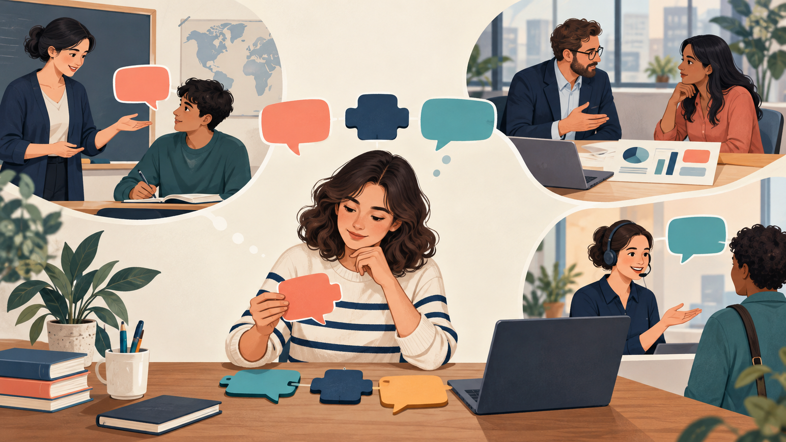 Ilustração editorial sobre Pratique com situações reais